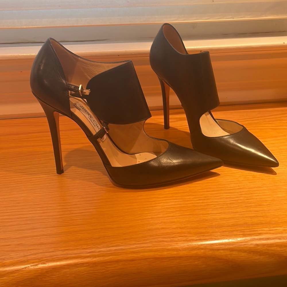 Jimmy Choo black leather heels 38.5